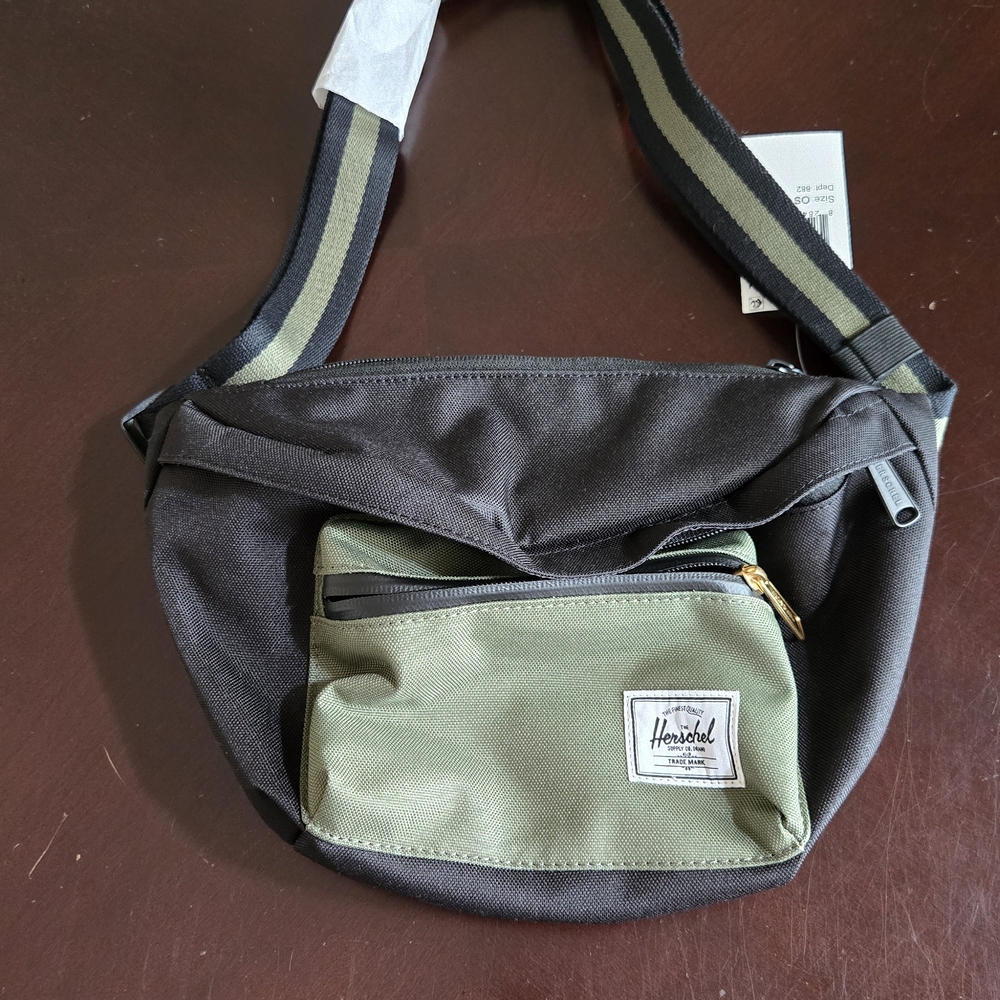 Herschel Supply Company Black and Green Belt Bag